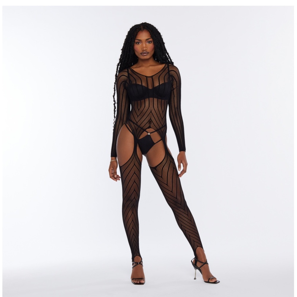 Savage X Fenty Black COMMITMENT ISSUES FISHNET BODY STOCKING (XS-XL)